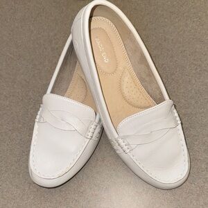 Lands' End White Comfort Slip On Leather Loafer